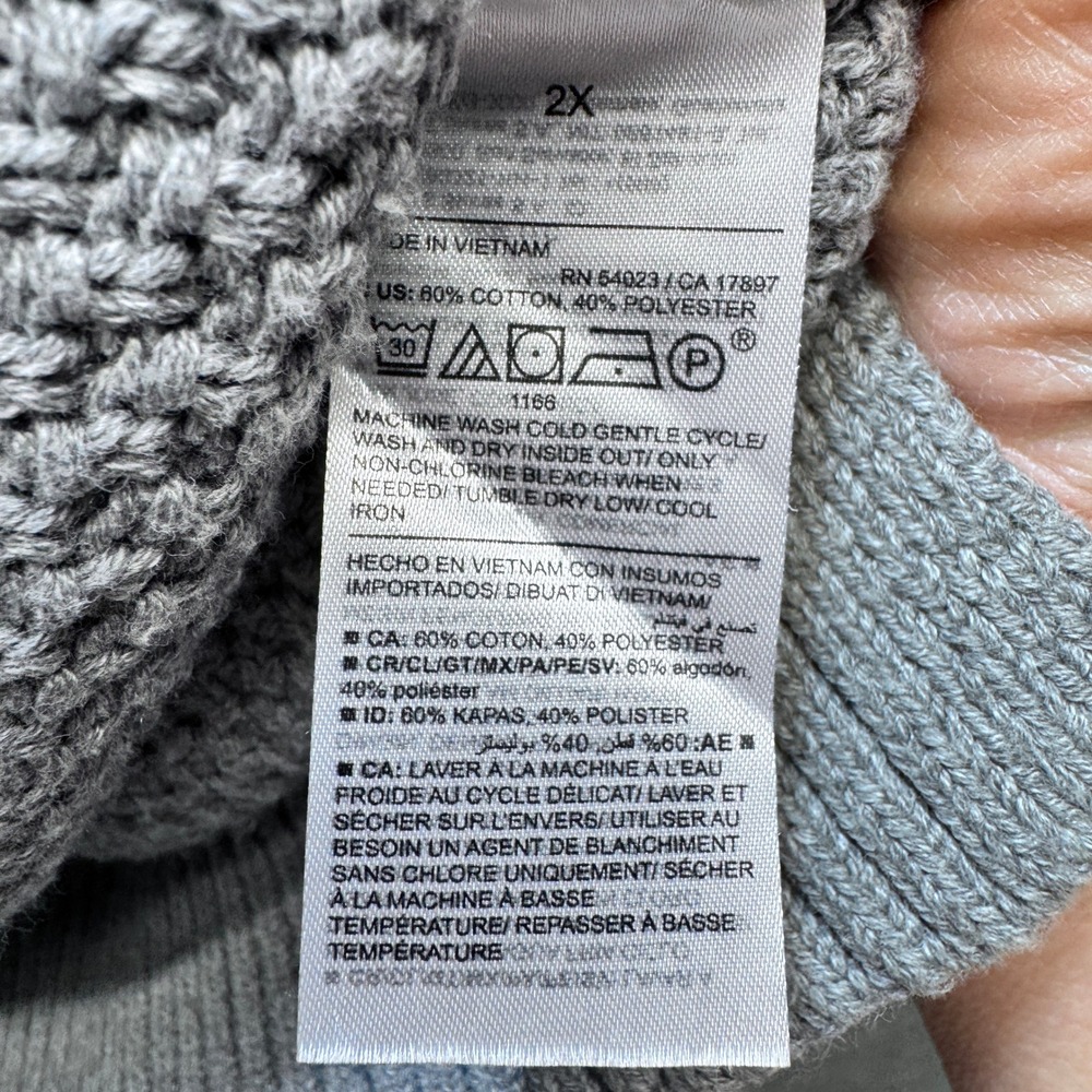 Old Navy Womens 2X Gray Textured Chunky Knit Raglan Crew Neck Sweater Pullover - Picture 10 of 10